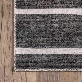 Henry Contemporary Striped Machine Washable Area Rug: Charcoal / Rectangle / 5' x 8'