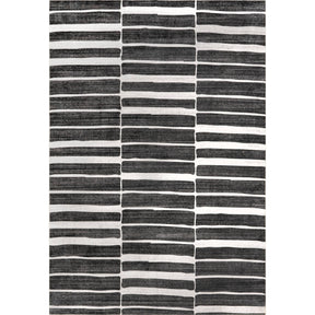 Henry Contemporary Striped Machine Washable Area Rug: Charcoal / Rectangle / 5' x 8'