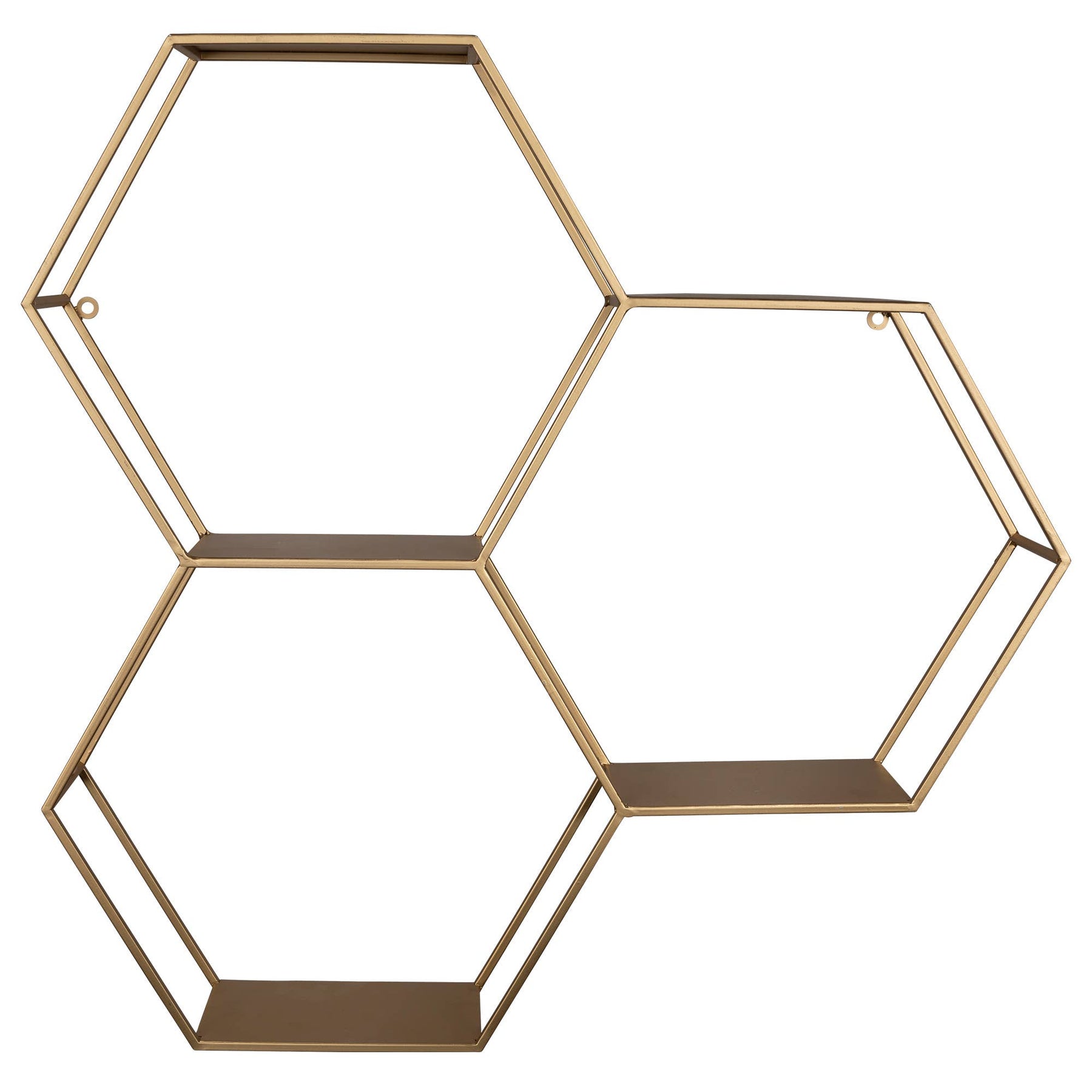 HomeRoots - Golden Honeycomb Trio Wall Shelf